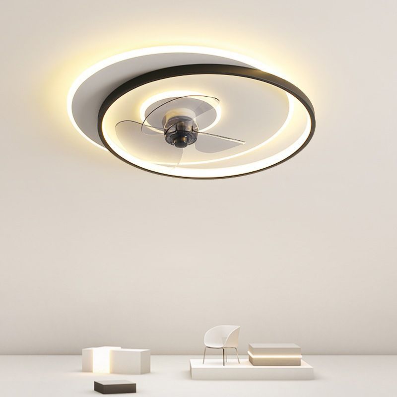 3-Blade White/Black Ceiling Fan Modern Metallic Fan with Light for Home