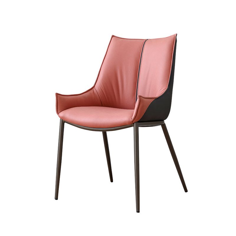 Metal Kitchen Dining Side Chair Upholstered Dining Chair with Black Legs