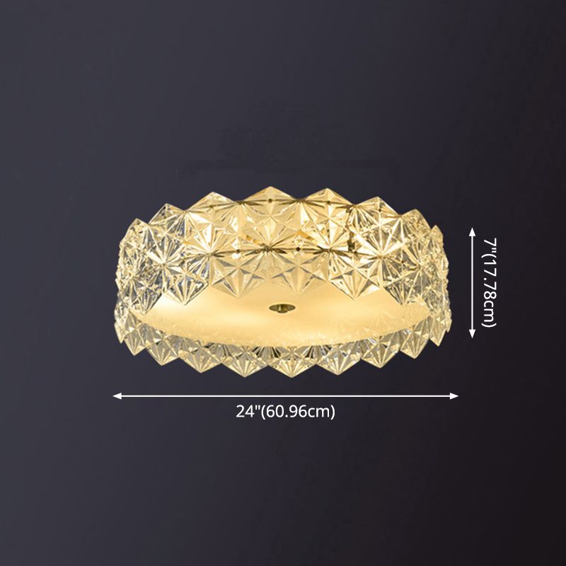Geometric Crystal Circular Flushmount Ceiling Lamp Modern Style Gold Flush Mount Lighting for Bedroom