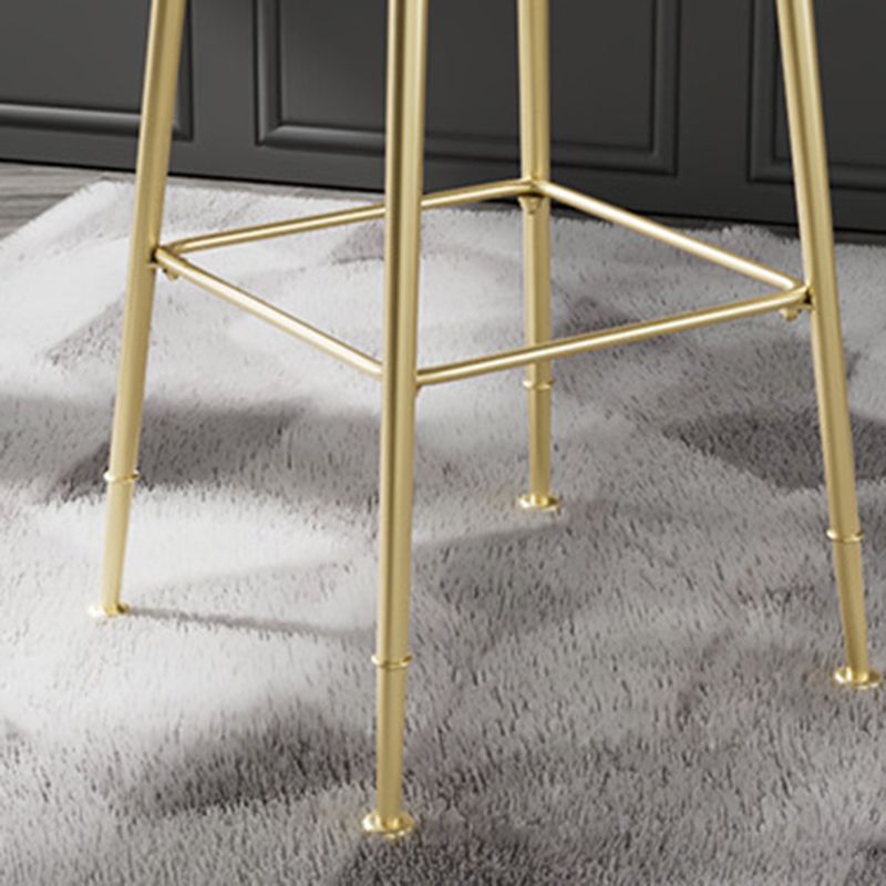 Glam Metal Barstool Fabric Counter Stool in Matte Finish for Indoor