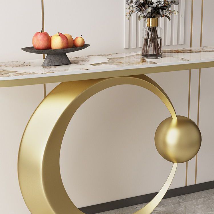 Glam Console Accent Table Antique Finish Console Sofa Table in Stone