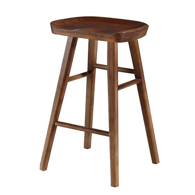 Modern Armless Backless Counter Stool Pine Wood Cafe Bar Stool with Wooden Seat