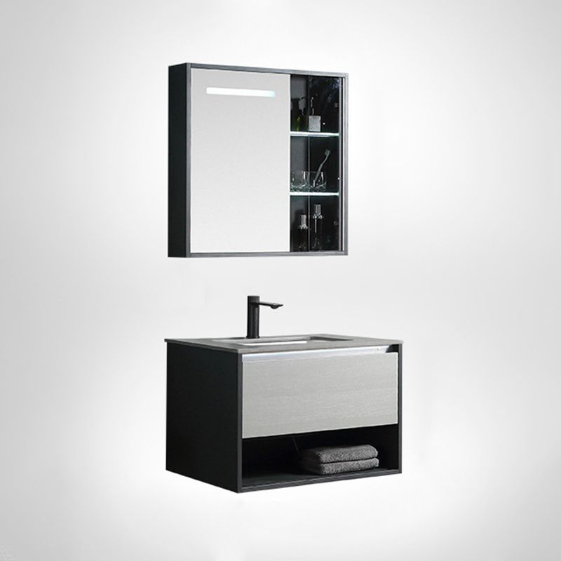 Contemporary Wooden Sink Vanity Storage Shelves Bathroom Sink Vanity