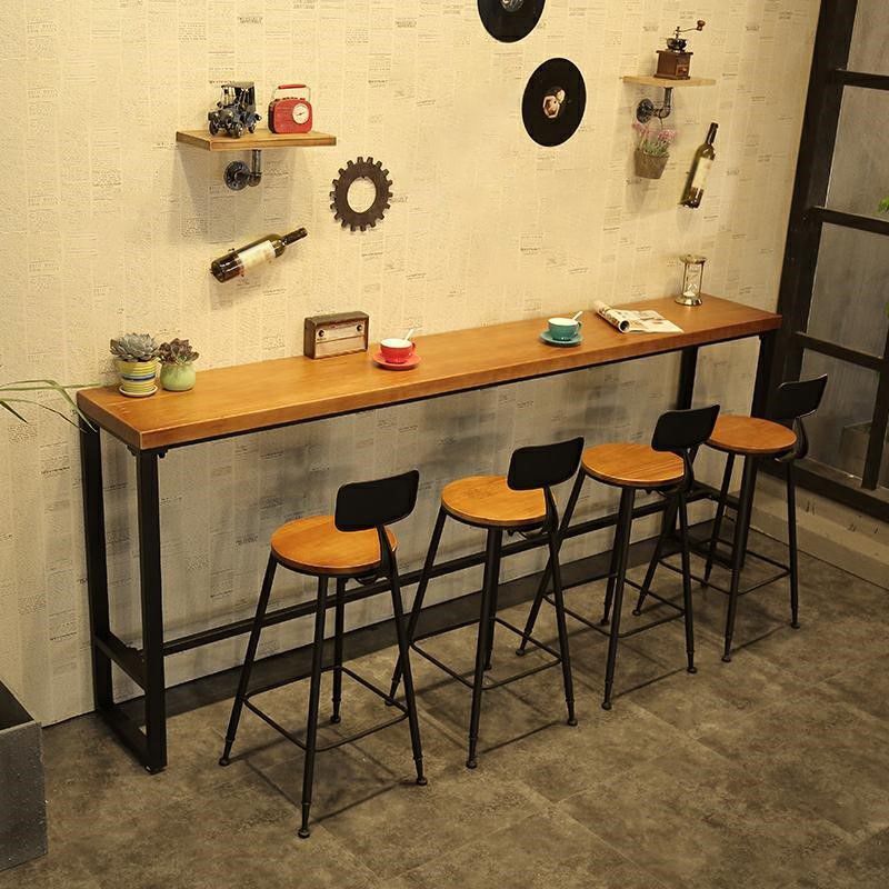 Industrial 1/4/5/9 Pieces Bar Table Set Rectangle Pine Wood Counter Table with High Stools