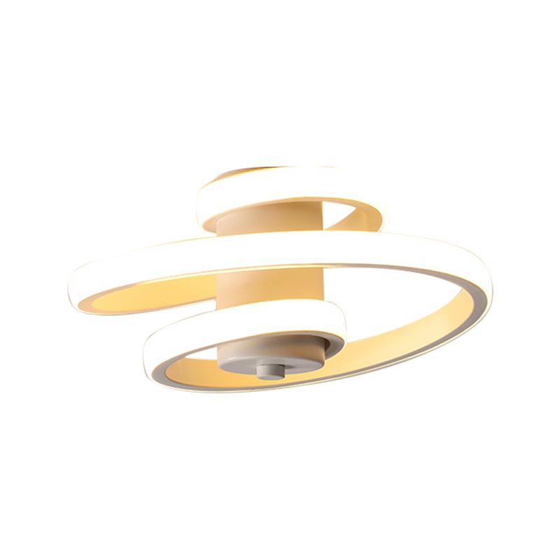 Spiral Metallic Ceiling Flush Simple Style Black/White LED Flush Mount Lamp in Warm/White Light for Corridor