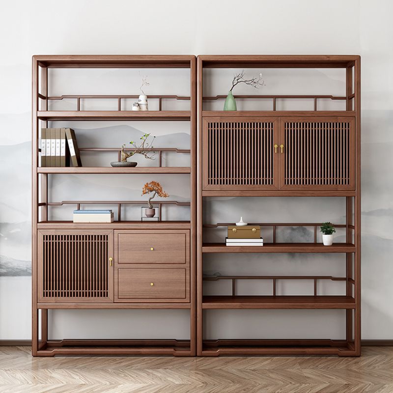 Standard Open Back Bookshelf Wooden Contemporary Bookcase with Doors