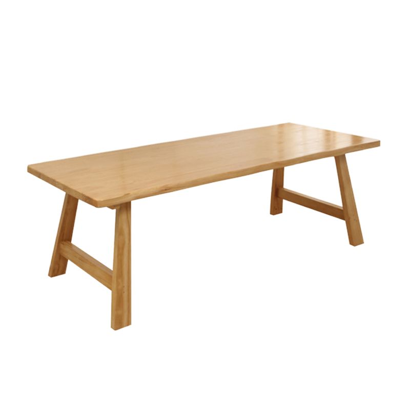 Pine Wood Top Dining Table Modern Dining Table with Double Pedestal Base