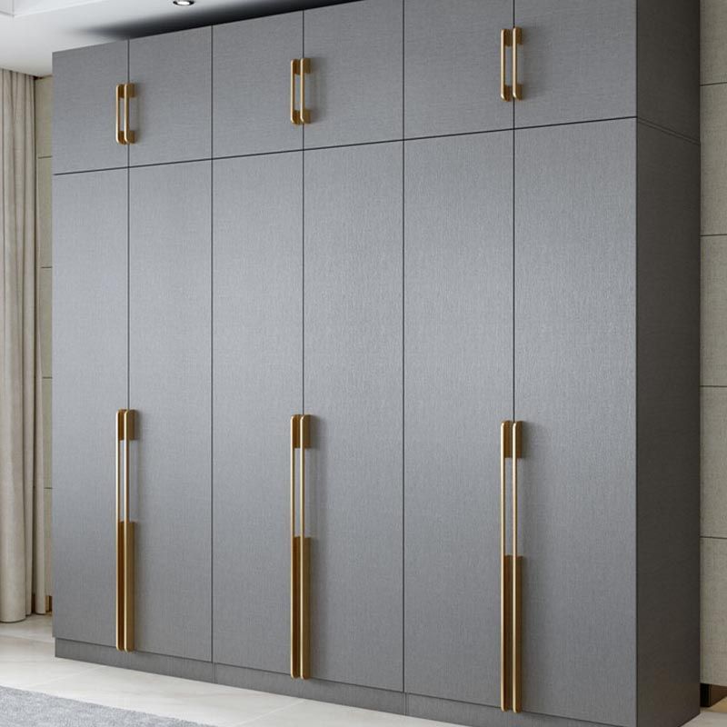 Contemporary Style Gray Colour Wardrobe Wood Soft Close Drawer Wardrobe Closet