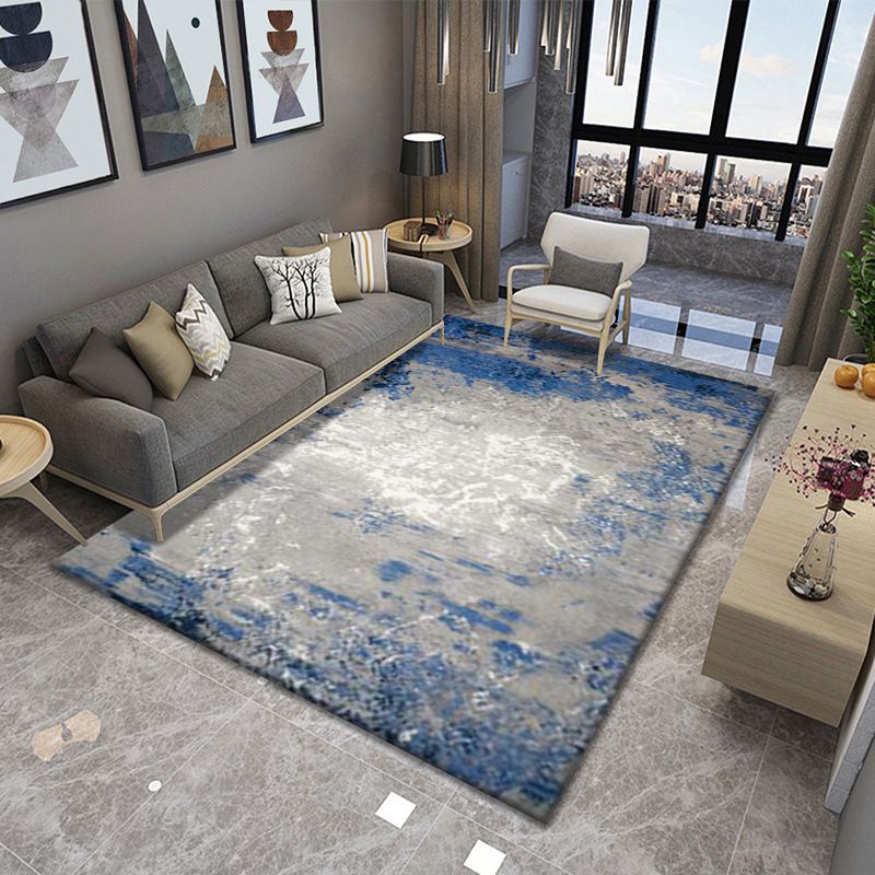 Minimalist Rug Industrial Watercolor Print Carpet Living Room Polyester Rug with Non-Slip Backing