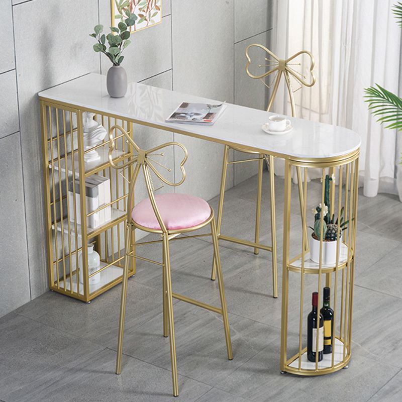 Faux Marble Bistro Bar Table Modern Gold Base Bar Table for Home
