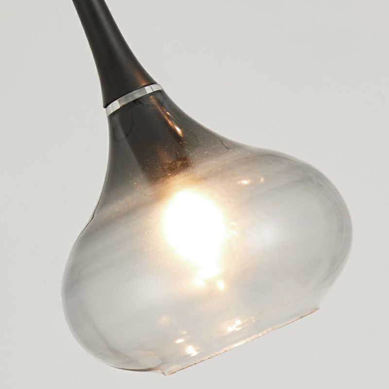 Teardrop-Form Multi-Anhänger moderner Ombre-Rauchglas 6-Bulb-Treppendecke Hänge Licht hängen