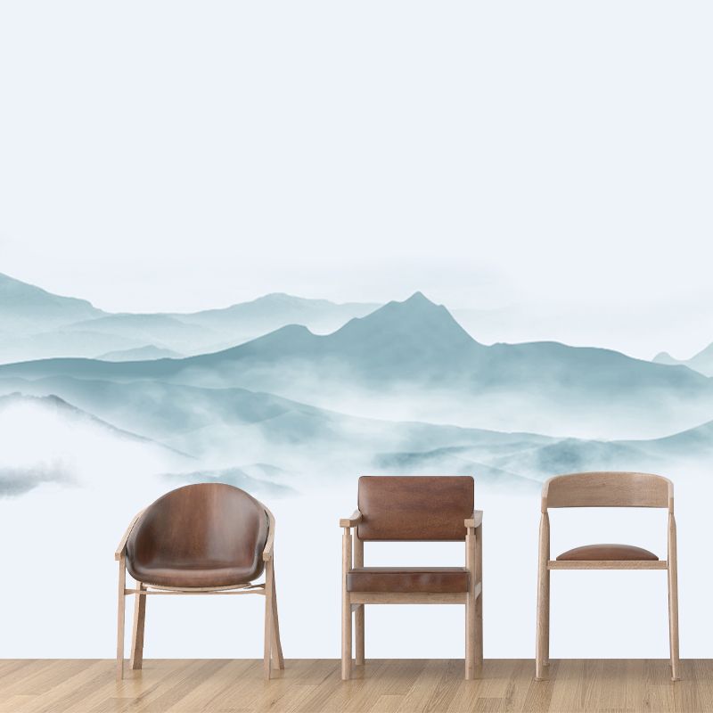 Whole Smoggy Mountain Wall Mural Moisture Resistant Asian Living Room Wall Covering