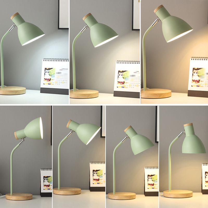 Macaron Simplicity Cone Table Lamp Metallic Nightstand Lamp for Bedroom