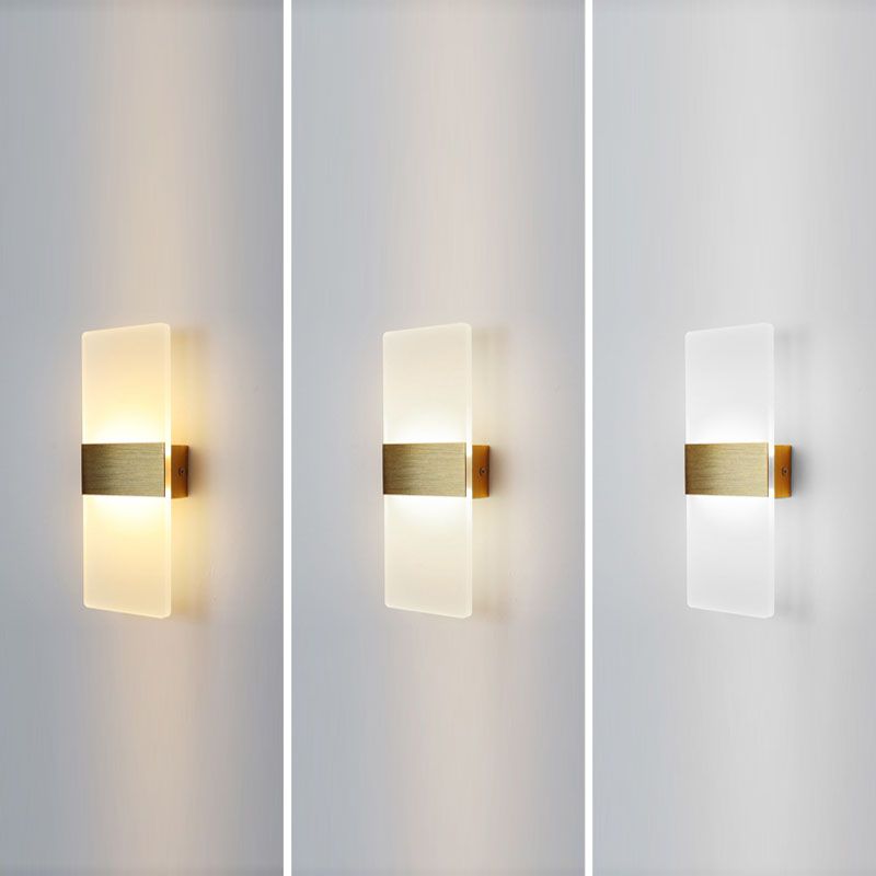 Simple Rectangular Shade Wall Sconce Light, Acrylic Sconce Light Fixture for Bedroom