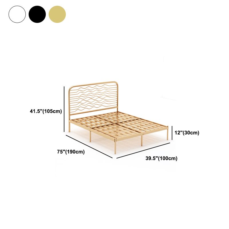 Glam Iron Open-Frame Bed with Rectangle Headboard and Metal Legs