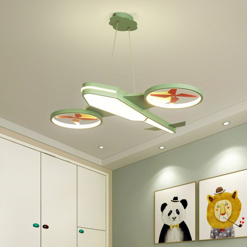 Kids Style Airplane Chandelier Lighting Acrylic Nursery LED Pendant Light Fixture