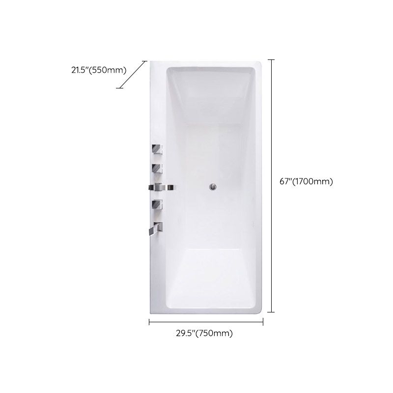 Modern White Acrylic Embedded Bathtub with Drain Bath Tub and Massage Device