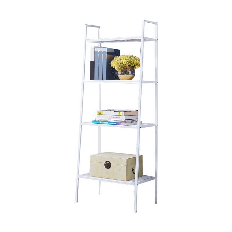Modern Style Steel Bookshelf Ladder Open Shelf Bookcase for Home