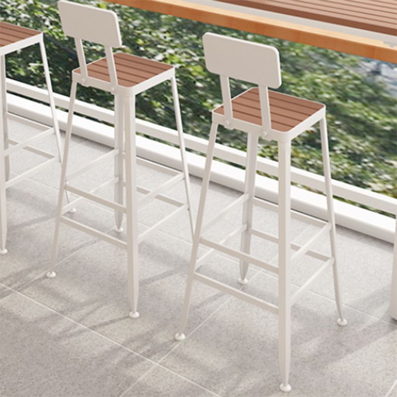 Contemporary Style Counter Stool Square Wood Bar Stool with Footrest