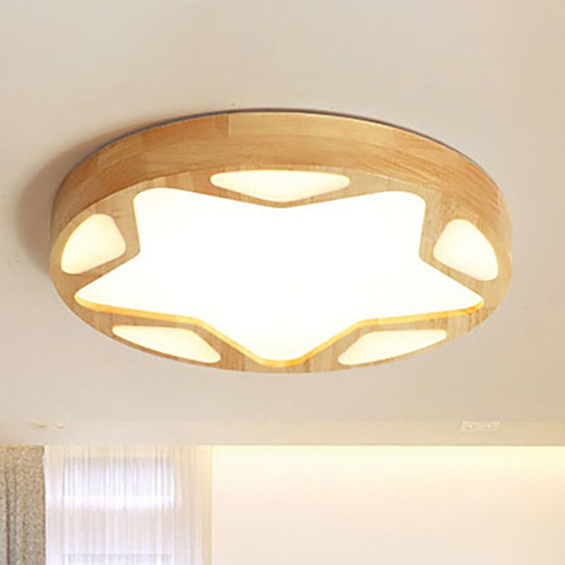 Kleuterschoolster spoelplafond licht hout acryl acryl moderne led plafondlamp in beige