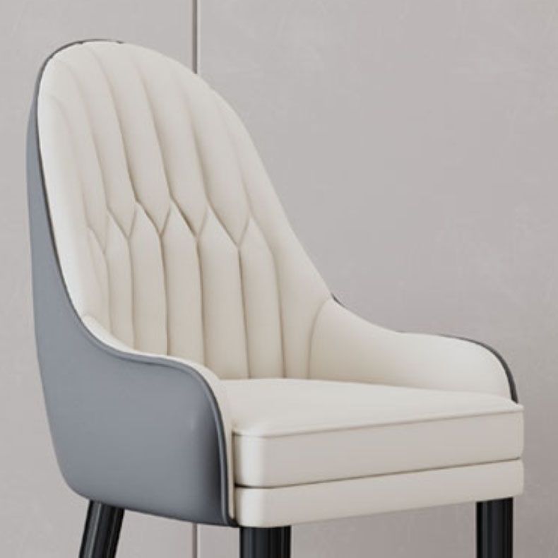 Faux Leather Dining Chairs Modern Parsons Chair with Wood Legs