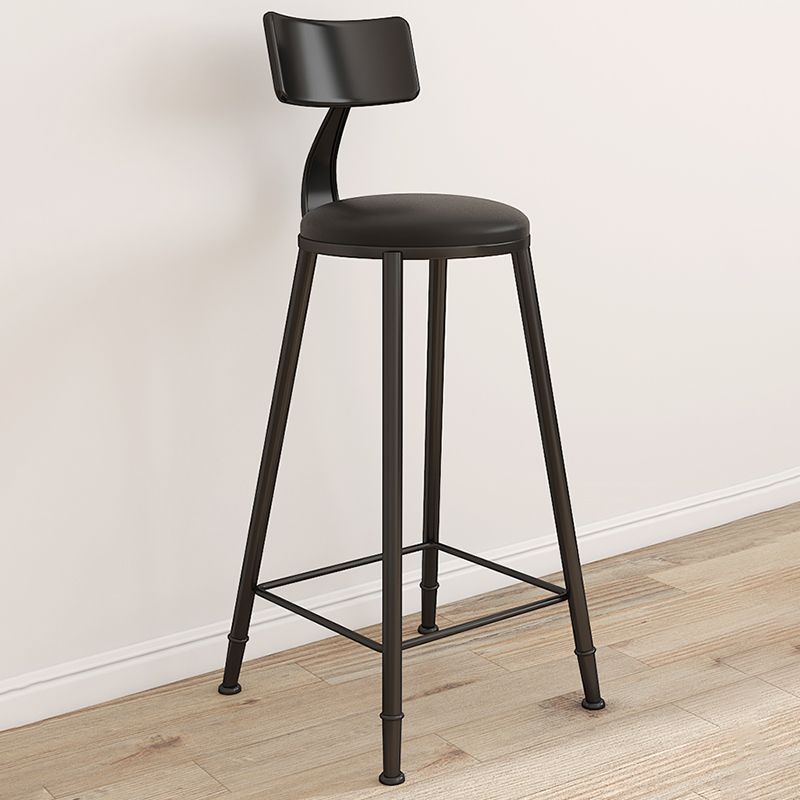 Contemporary Round Dining Stools Metal Barstools with Footrest