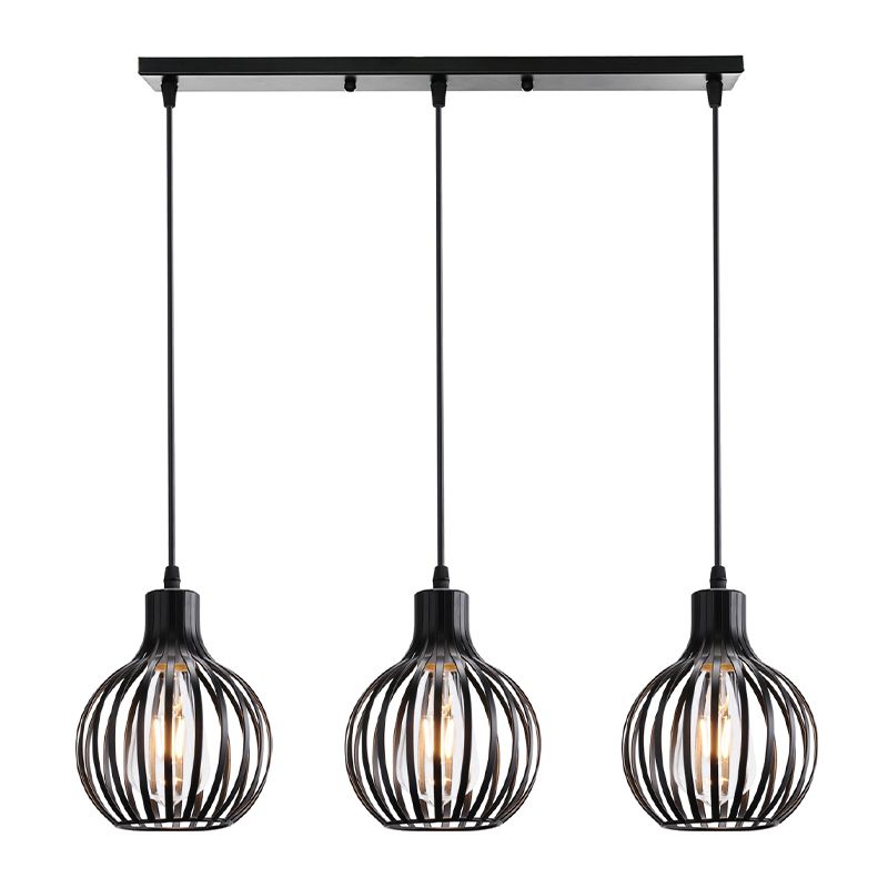 Lampada sospesa sferica sala da pranzo in metallo retrò luce a sospensione in gabbia