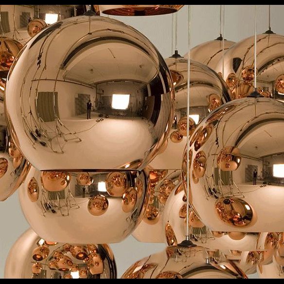 1-Light Globe Hanging Light with Bronze Electroplated Mirror Glass Shade Contemporary Simplicity Dining Room Lighting Fixture