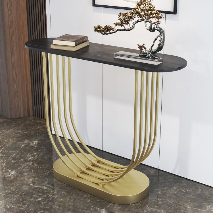 Stone Oval Console Table 1-shelf 11.81" W Accent Table for Hall