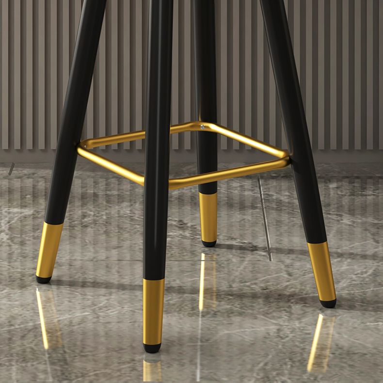 Contemporary Metal Legs Bar Stools Faux Leather Living Room Counter Chair