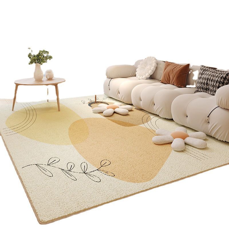 Beige Modern Rug Polyester Color Piece Indoor Rug Washbale Rug for Living Room