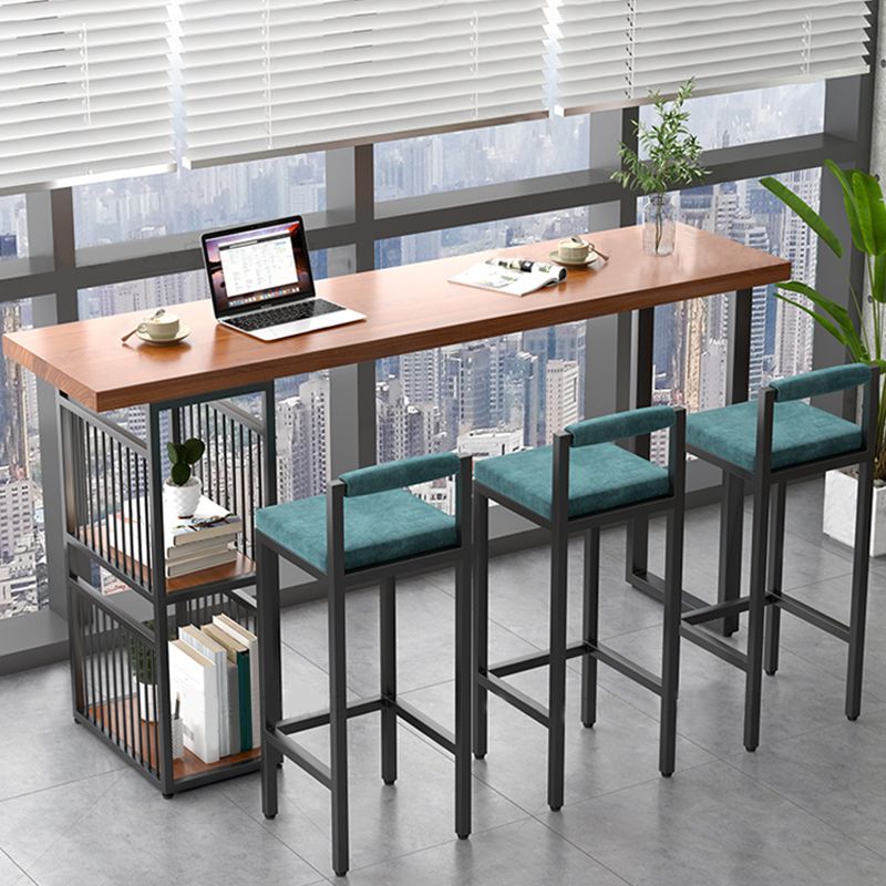 Modern 1/4/7 Pieces Bar Table Set Rectangle Pine Wood Counter Table with High Stools