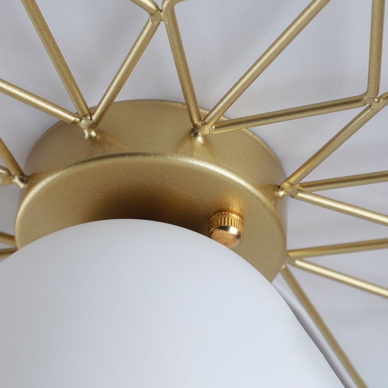 Plafonnier encastré sphérique doré, luminaire de plafond en verre de Style nordique