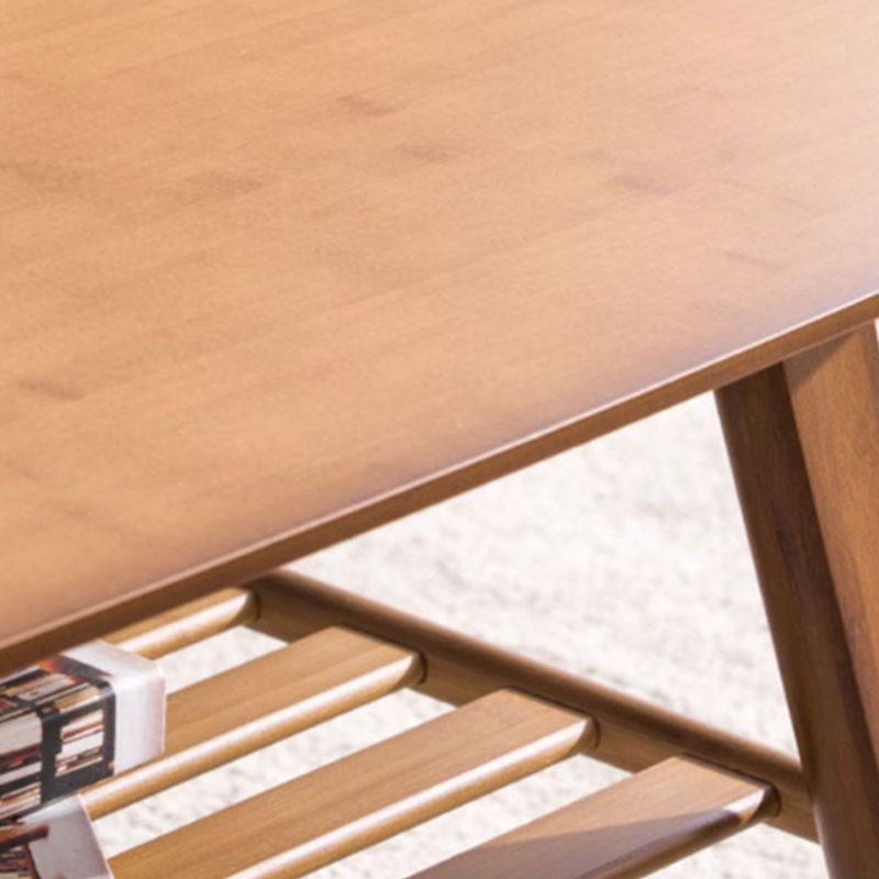 Nordic Style Rectangular Solid Wood Table 4 Legs Base Coffee Table