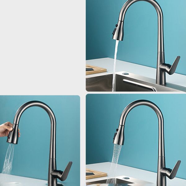 Modern Style Kitchen Faucet High Arc Copper Pull Down Kitchen Faucet