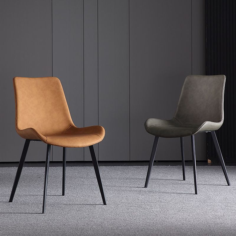 Minimalistische stijl lederen eetkamerstoelen stevige achterstoel stoel voor thuisgebruik