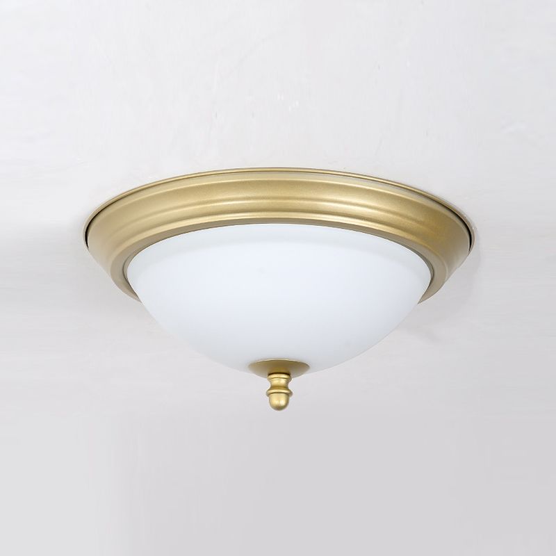 Glass Flush Mount Ceiling Fixture Bowl Shape Traditional Flush Mount Ceiling Lamp
