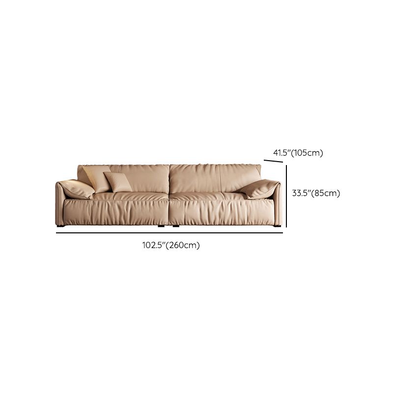 Genuine Leather 2-seater Solid Color Tight Seat Pillow Top Arm Sofa
