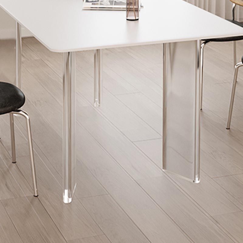 Modern White Dining Set Rectangle 1/2/4/5/7 Stone and Acrylic Pieces Dinette Set