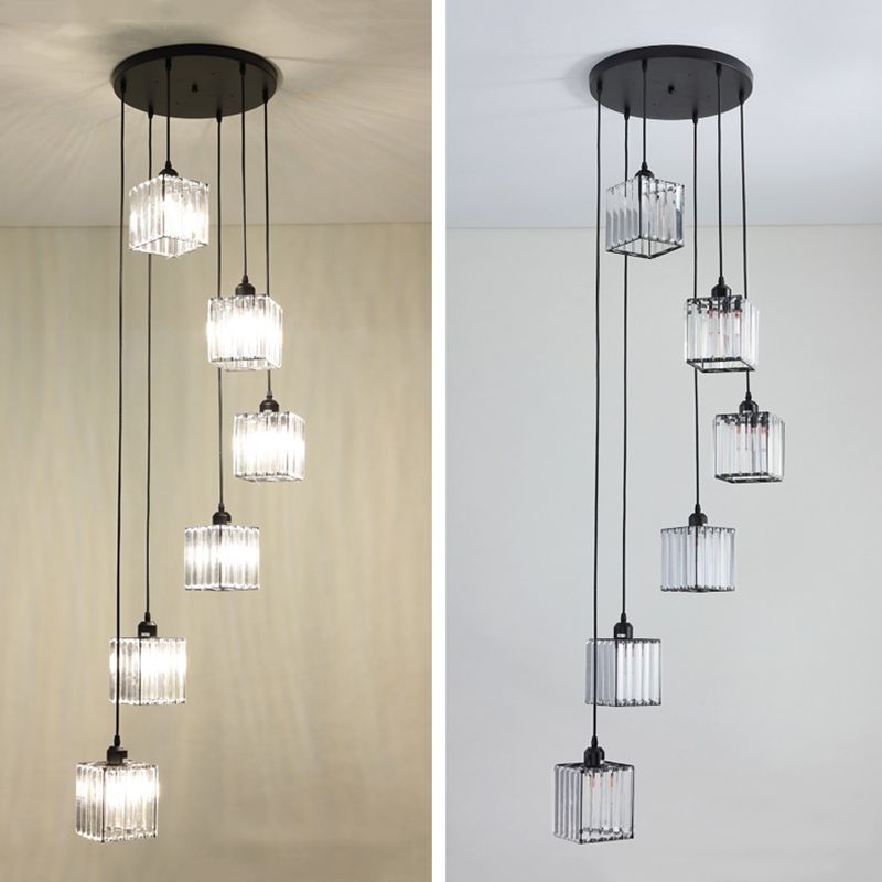 Modern Lumo geometrico di lusso Light Light Trooted in ferro battuto lampada sospesa con tonalità di cristallo