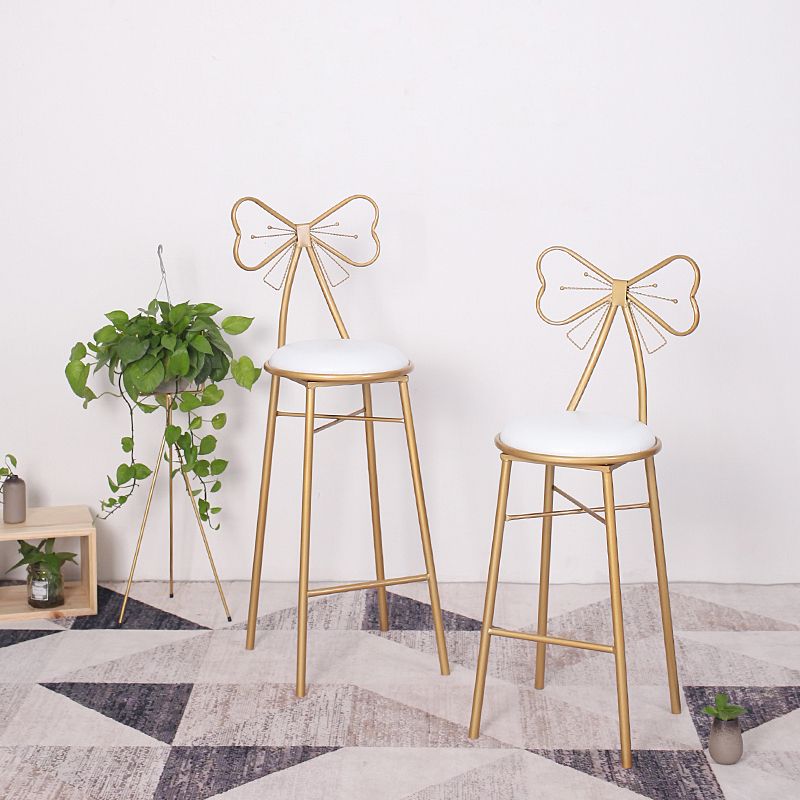 Indoor Upholstered Bar Stools Round Gold Base Scandinavian Counter Bar Stool