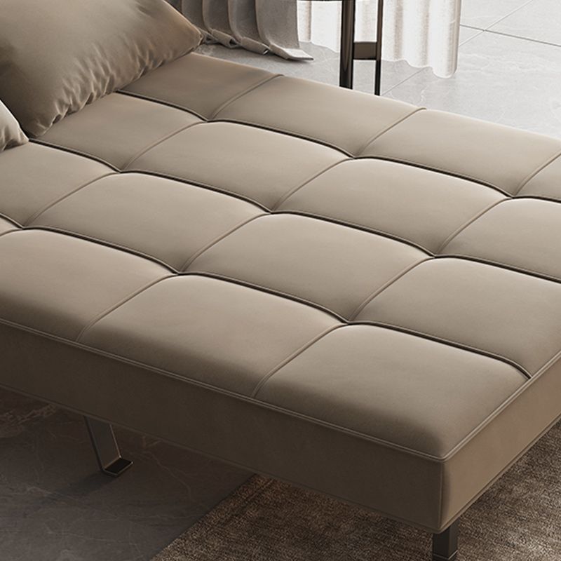 Glam Cushion Back Sleeper Sofa Solid Color Armless Sofa Bed with Pillows