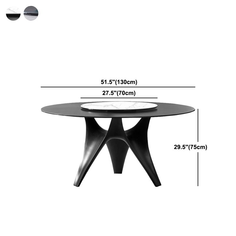 Contemporary Dining Table Stone Round Dining Room Table with Tripod Base
