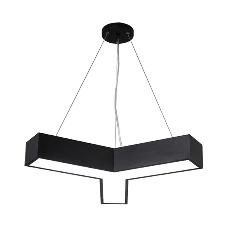 Y Shaped Acrylic Suspension Lamp Modern Black LED Pendant Light for Conference Room