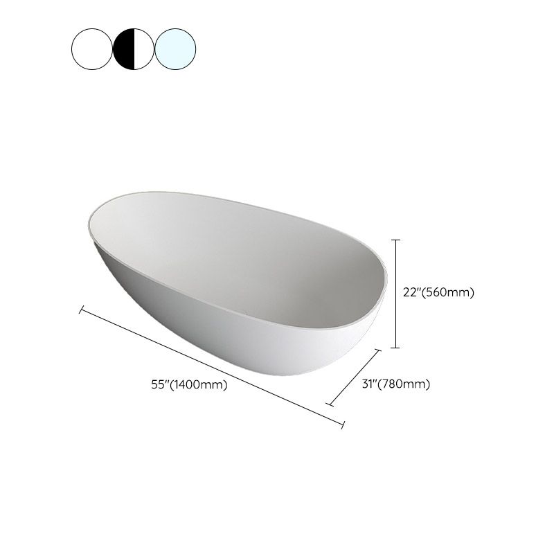 Modern Ellipse Bathtub Stone Freestand Soaking Bathtub with Drain Bath Tub
