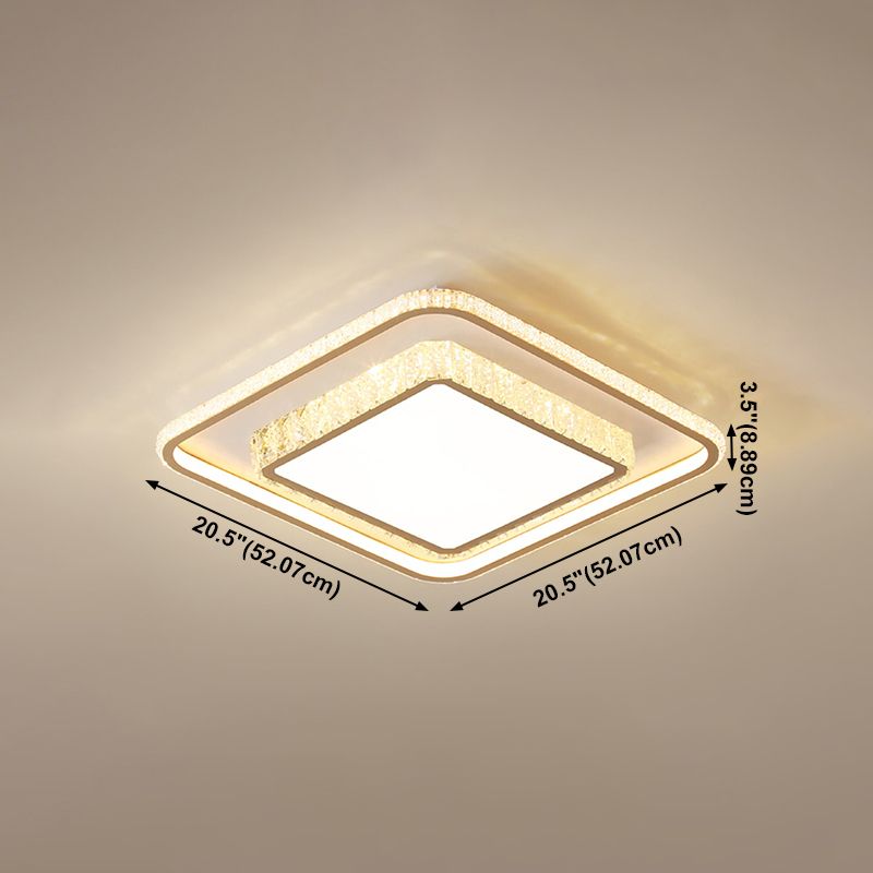Lampe de plafond LED en cristal de forme géométrique de Style Simple moderne en fer 2 lumières pour chambre à coucher