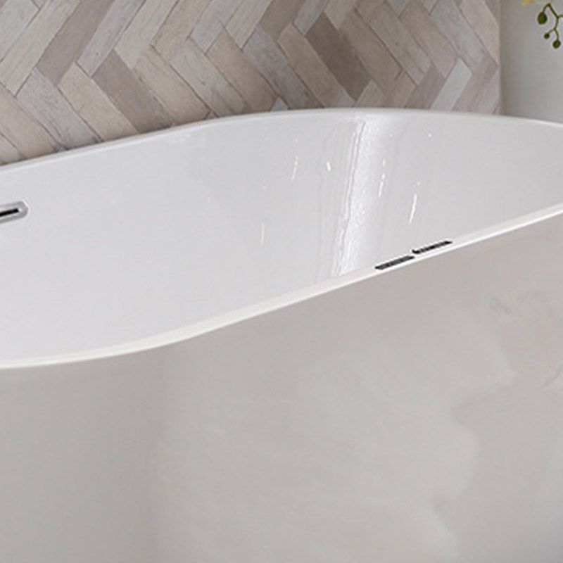 Modern Acrylic Ellipse Bathtub White Freestand Soaking Bathtub with Overflow Hole