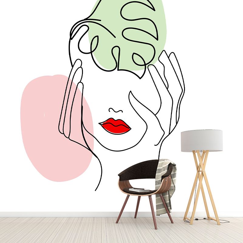 Illustration Figure Pattern Mildew Horizontalt Wall Mural for Living Room