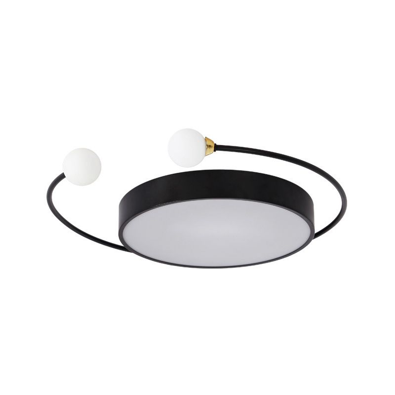 Zwart/Grijze Drum Inbouwplafondlamp Moderne LED Metalen Inbouwlamp met 2-Modo Licht in Wit/Warm Licht