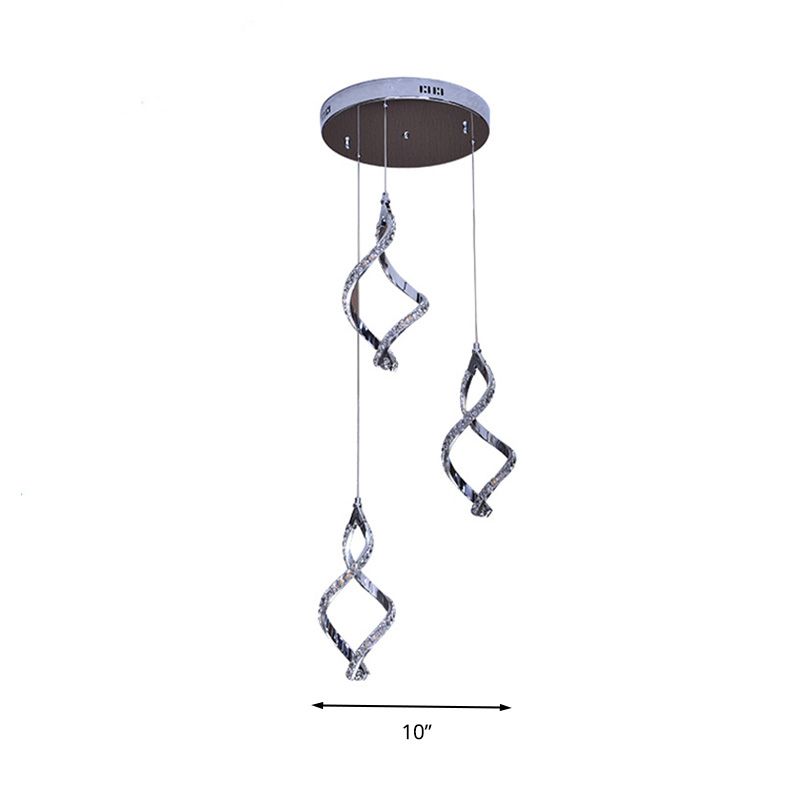 Colgante de clúster en forma de níquel Estilo moderno 3 luces 3 luces de cristal iluminación con luz cálida/blanca